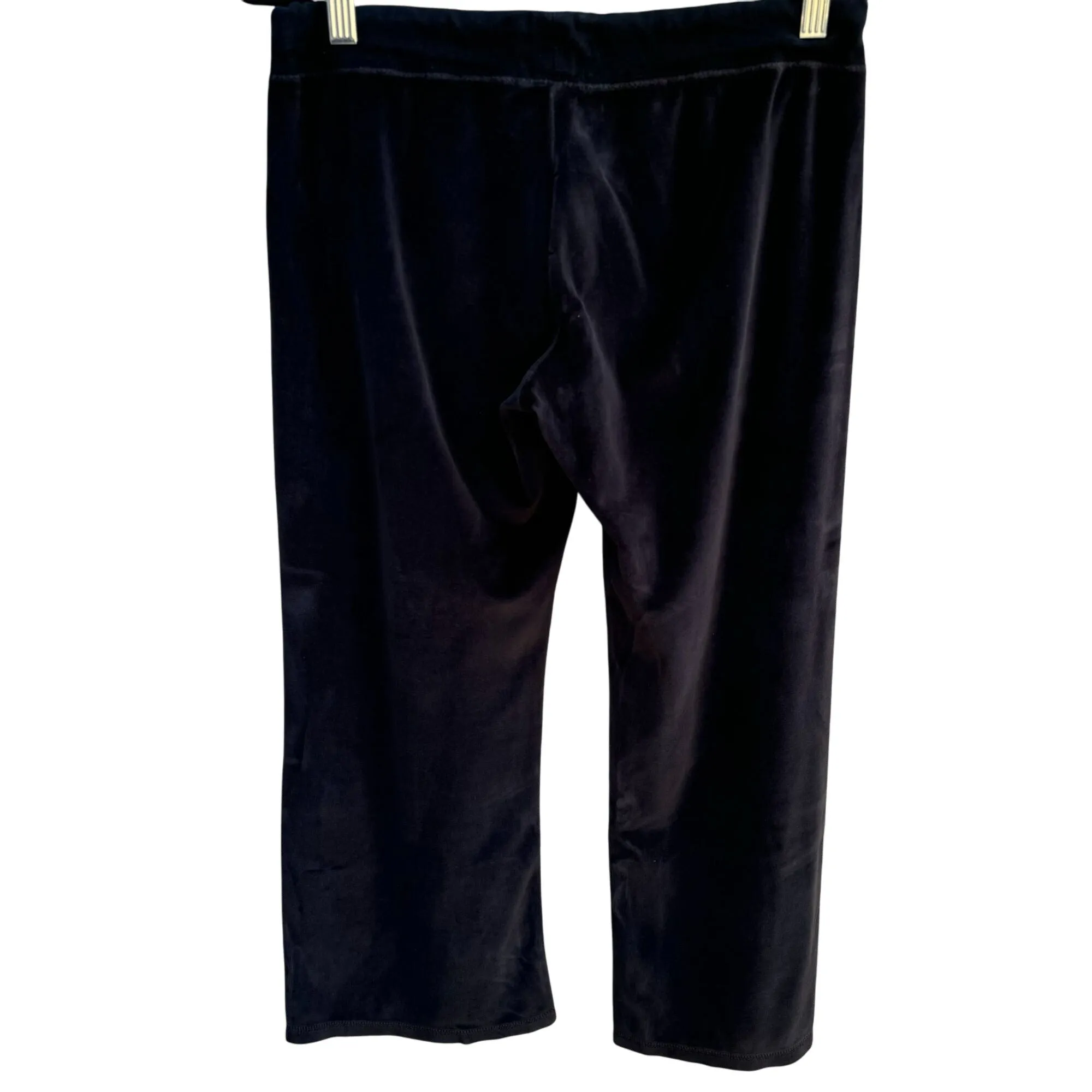 Sweet Romeo Womens Black Velour Elastic Drawstring Waist Lounge Yoga Pants M