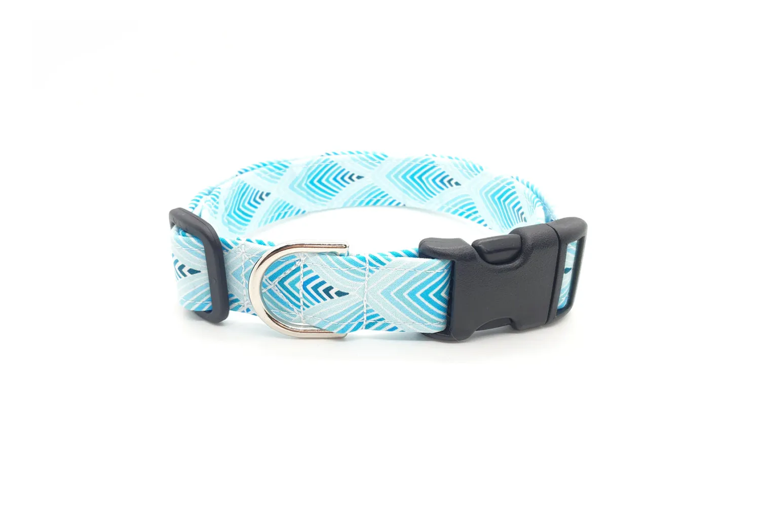 Teal Blue Feathers Dog Collar