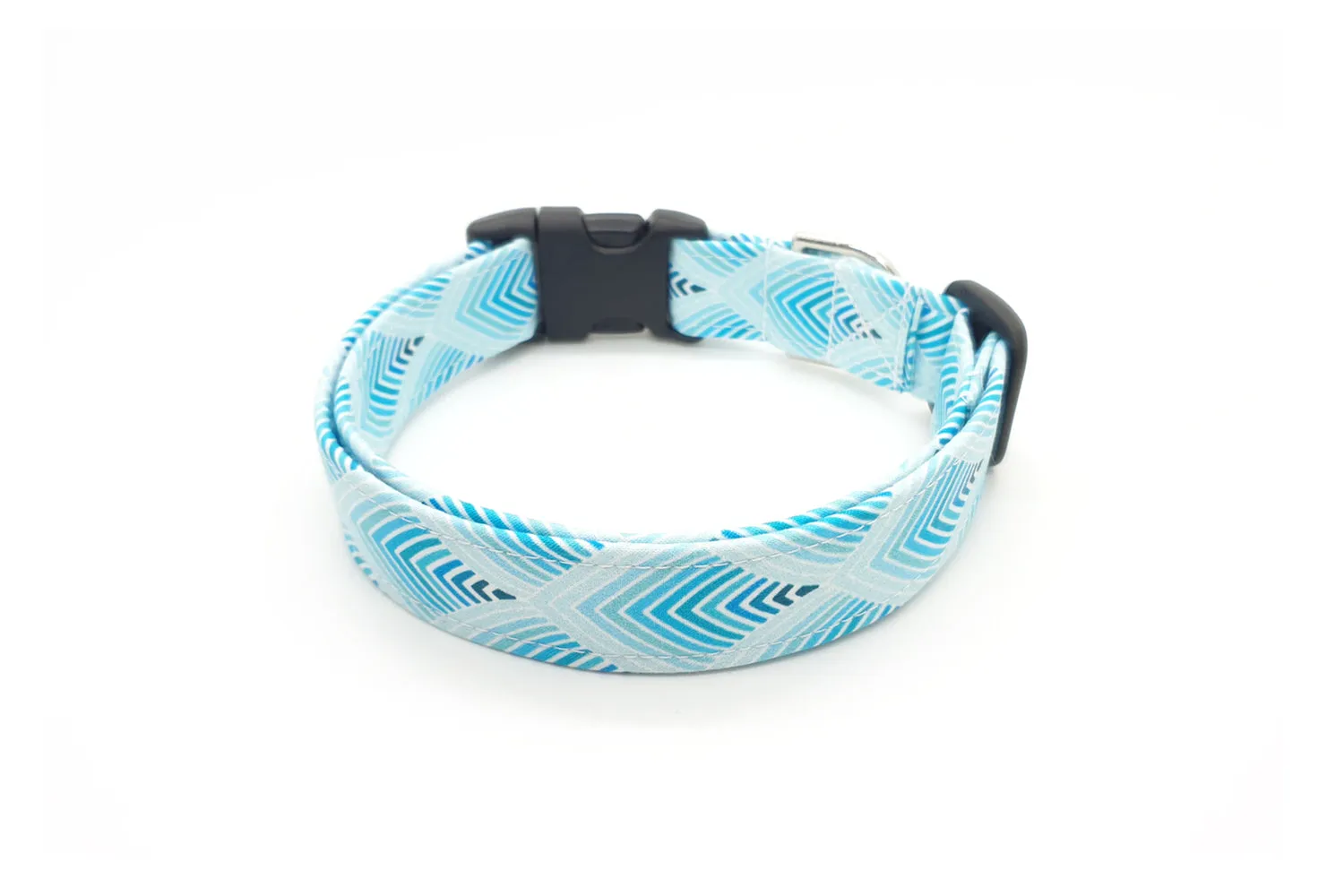 Teal Blue Feathers Dog Collar