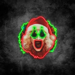 [Terrifier art was here]Terrifier 3 Neon Light – Horror Movie Art Neon Sign for Home Decor, Halloween Party, or Collector's Display, Creepy LED Neon Light.Halloween Terrifier merch.