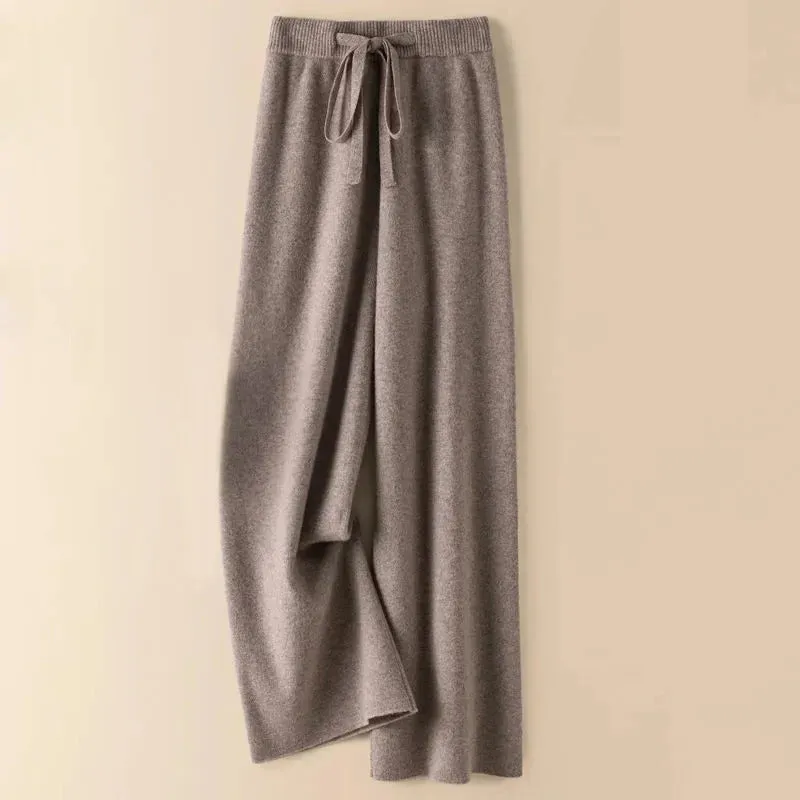 Thick Warm Knitted Casual Chic Basic Soft Elastic High Waist Women's Pants Korean Fashion Straight Ankle-Length Pants For Women