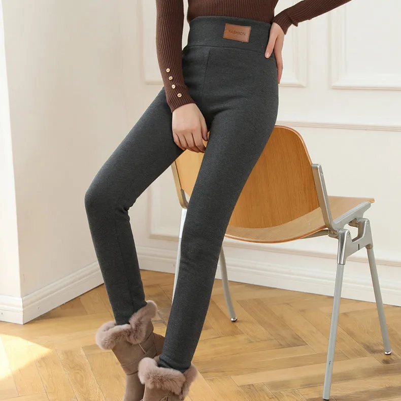 Thickened Warm Stretch Slim High Waist Sherpa Pants