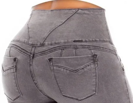 Tiffany Push Up Jeans - High Waisted - Light Grey