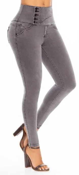 Tiffany Push Up Jeans - High Waisted - Light Grey