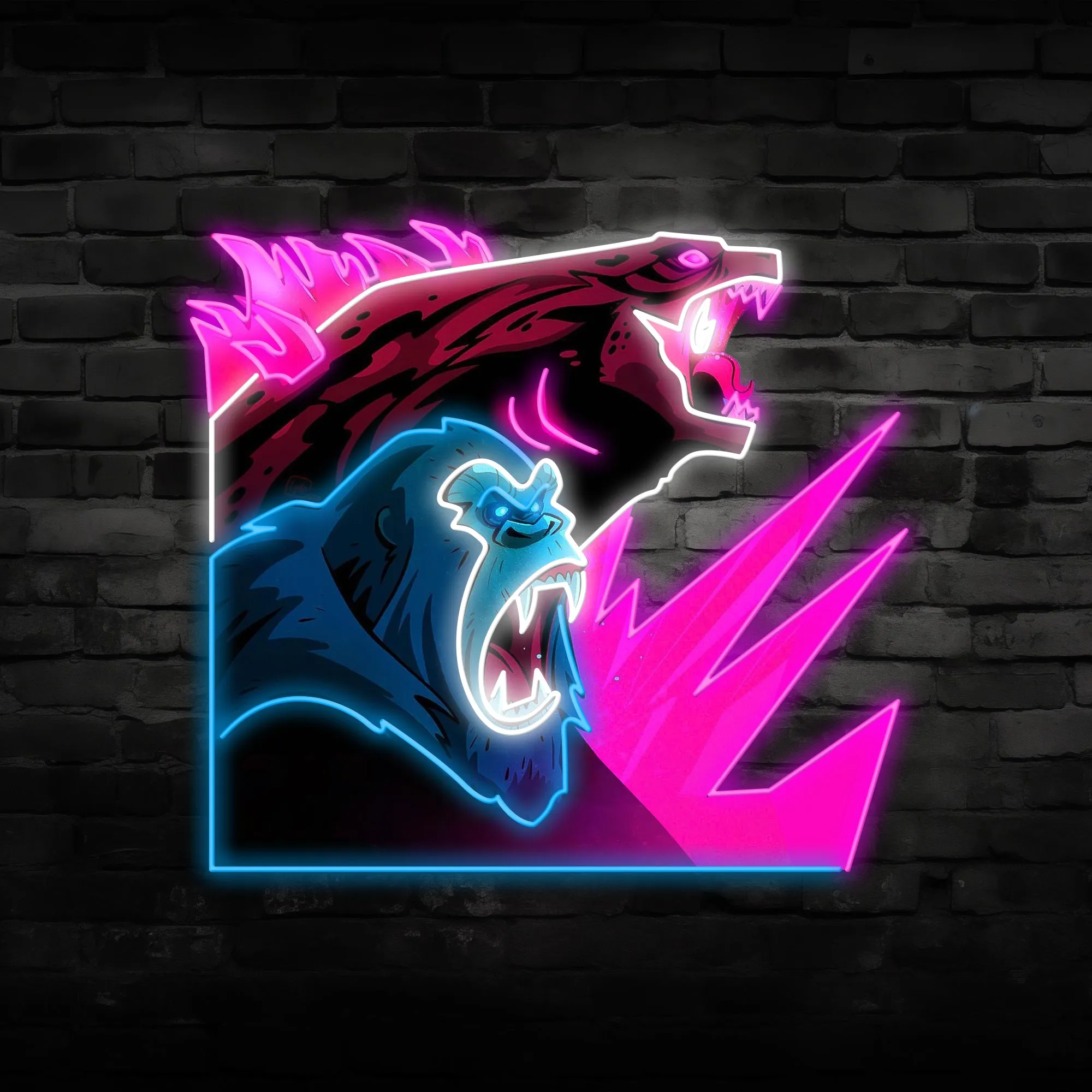 'Together, We Fight' Neon Sign.Godzilla x Kong Neon Sign – LED Neon Light for Parties, Movie Fans, and Collectors.The perfect Christmas Gift