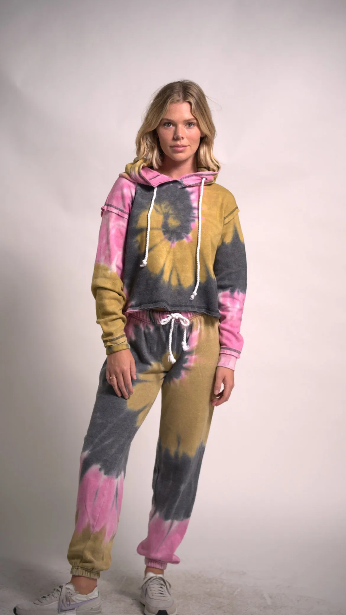 TORNADO SET Hoodie Long Sleeve Tie Dye Outfit and Joggers Two Piece Set
