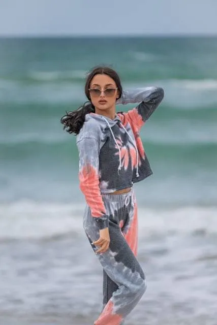 TORNADO SET Hoodie Long Sleeve Tie Dye Outfit and Joggers Two Piece Set