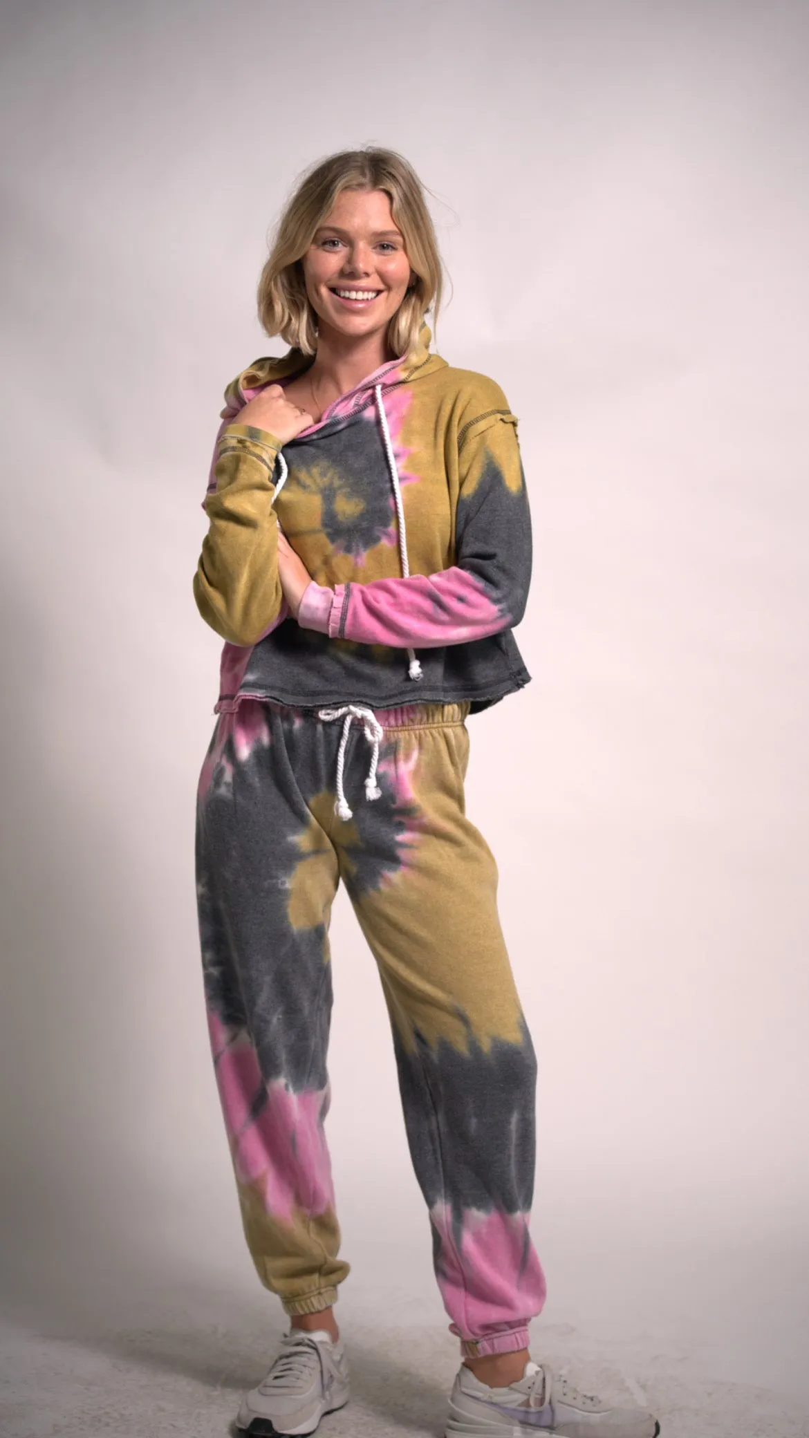TORNADO SET Hoodie Long Sleeve Tie Dye Outfit and Joggers Two Piece Set