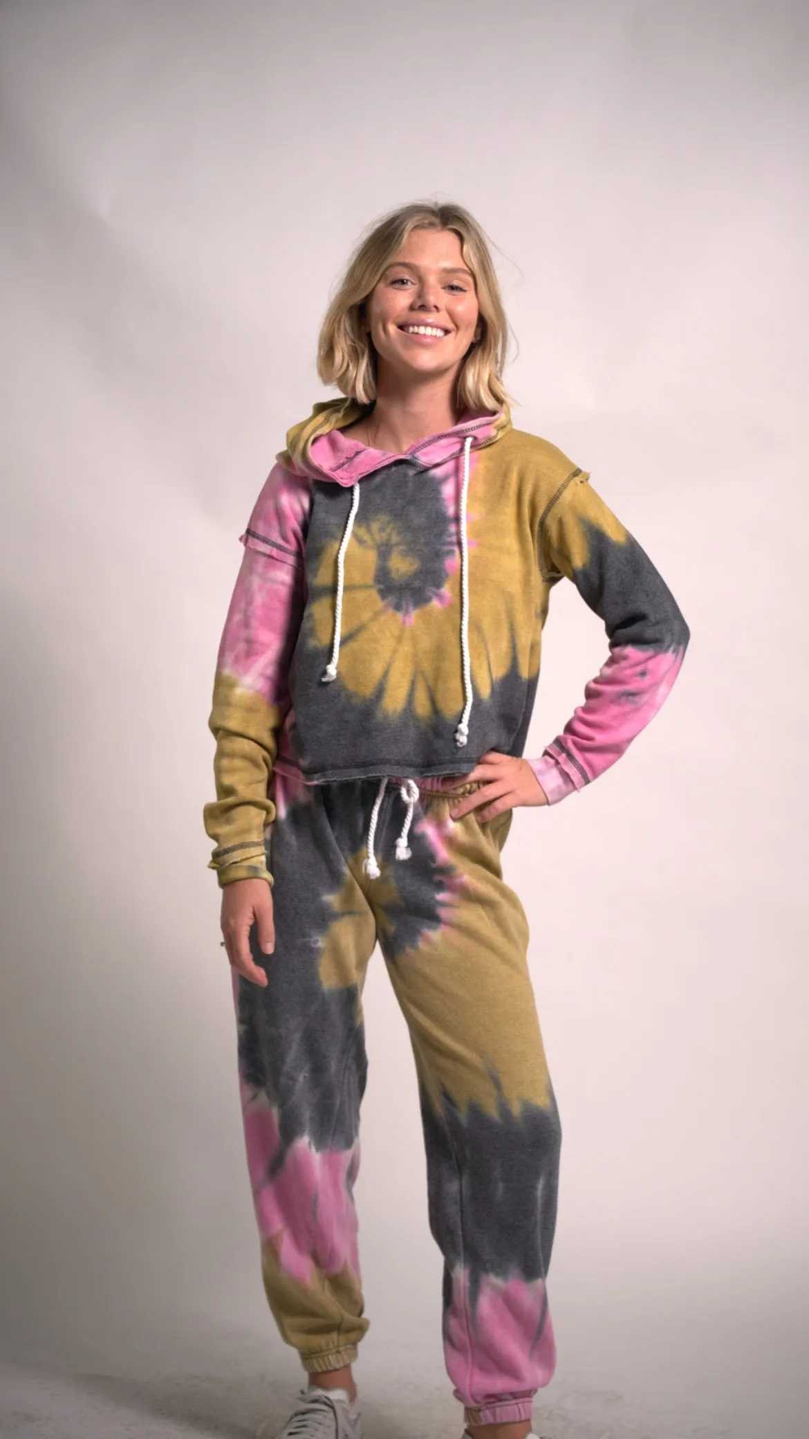 TORNADO SET Hoodie Long Sleeve Tie Dye Outfit and Joggers Two Piece Set