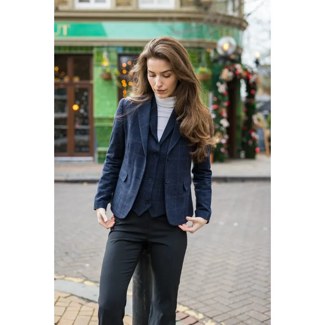 TPSTZ72 - Women's Navy Blue Tweed Blazer Waistcoat