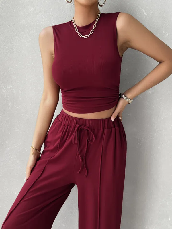 Transition Two-Piece Pants & Crop Top Set - Perfect from Day to Night