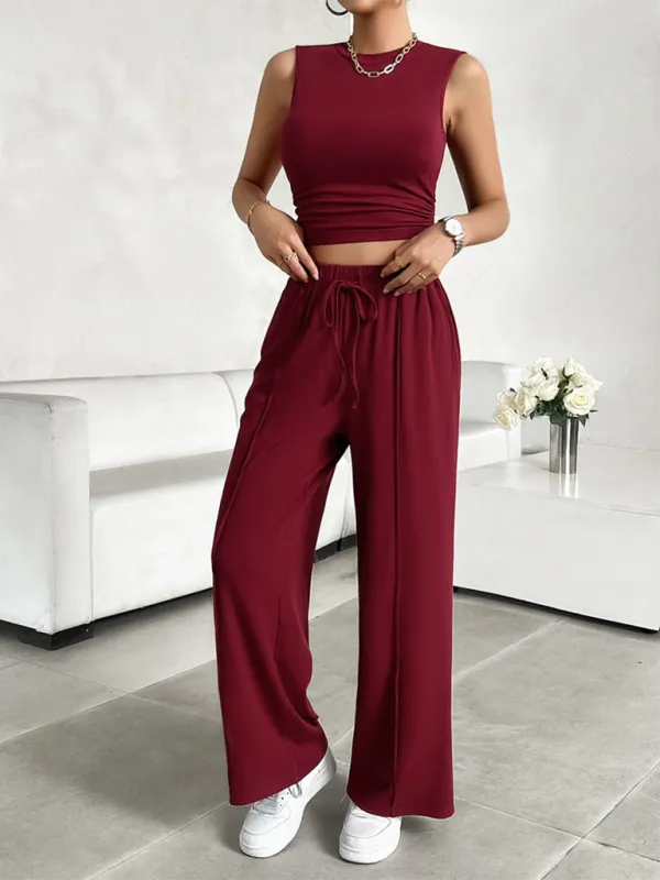 Transition Two-Piece Pants & Crop Top Set - Perfect from Day to Night