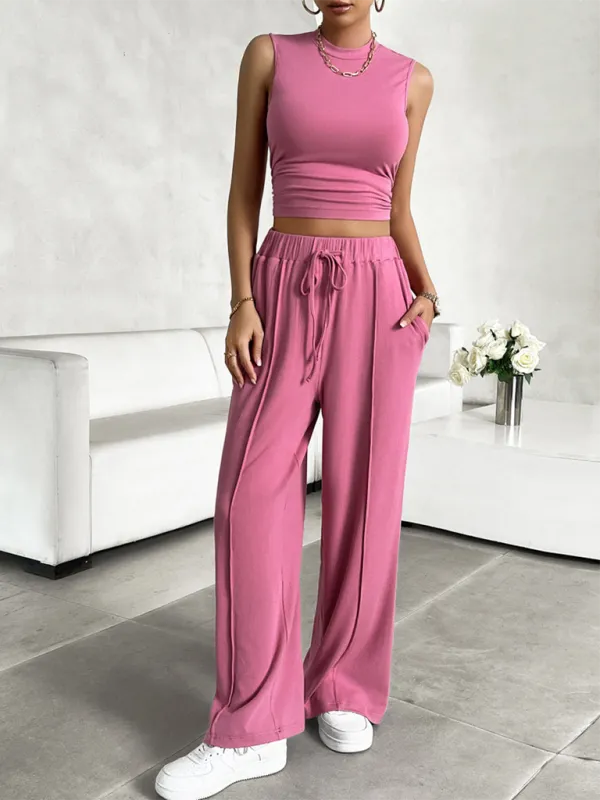 Transition Two-Piece Pants & Crop Top Set - Perfect from Day to Night