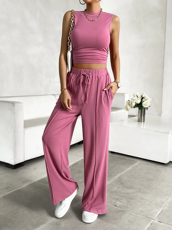 Transition Two-Piece Pants & Crop Top Set - Perfect from Day to Night