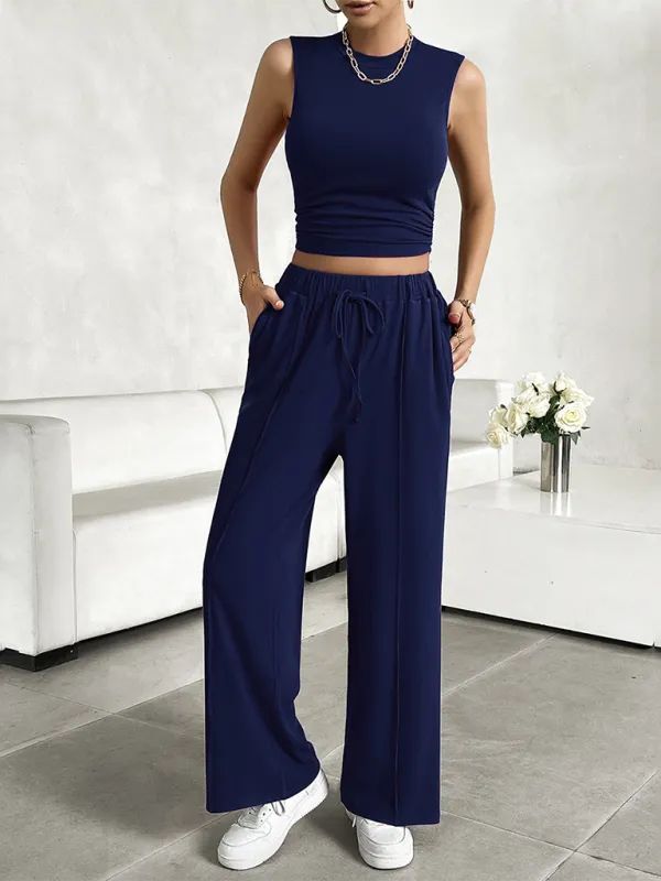 Transition Two-Piece Pants & Crop Top Set - Perfect from Day to Night