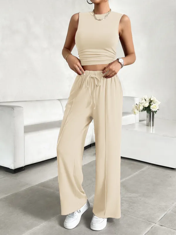 Transition Two-Piece Pants & Crop Top Set - Perfect from Day to Night