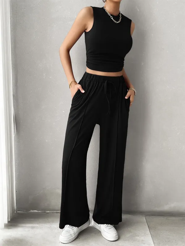Transition Two-Piece Pants & Crop Top Set - Perfect from Day to Night