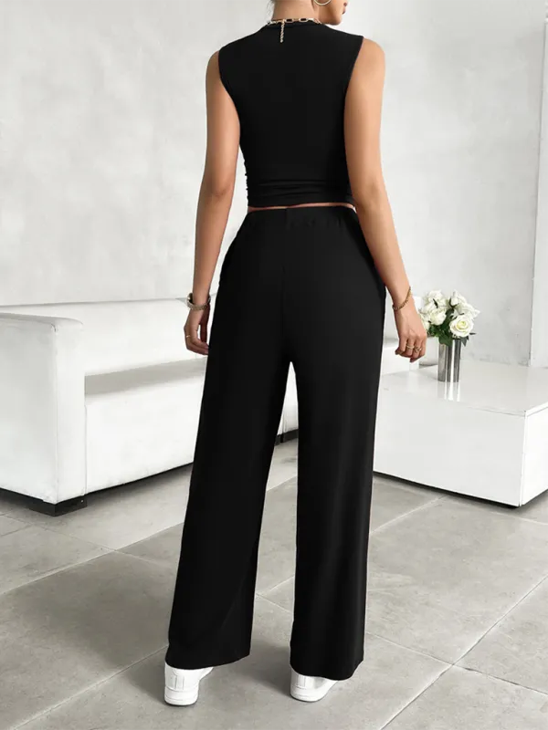 Transition Two-Piece Pants & Crop Top Set - Perfect from Day to Night