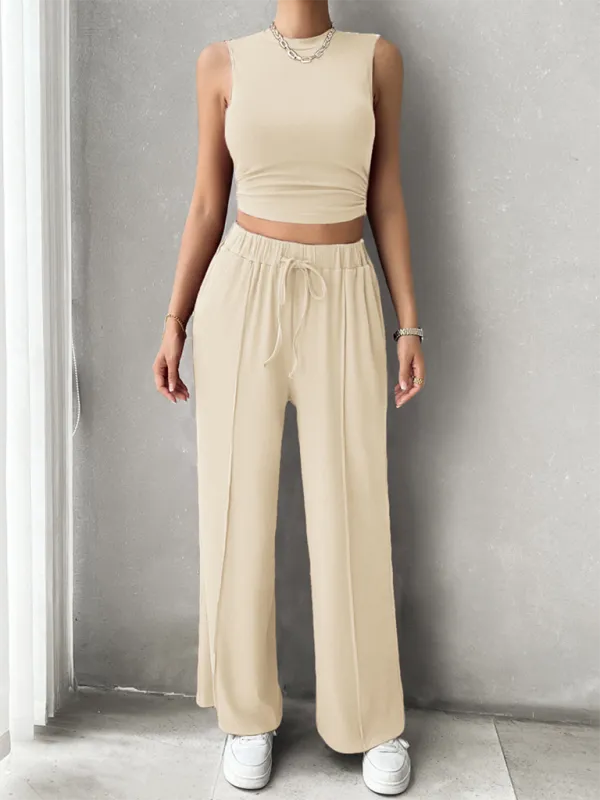 Transition Two-Piece Pants & Crop Top Set - Perfect from Day to Night