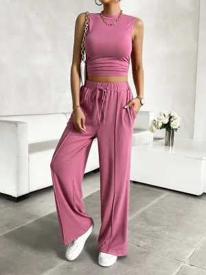 Transition Two-Piece Pants & Crop Top Set - Perfect from Day to Night