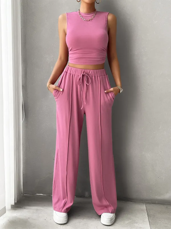 Transition Two-Piece Pants & Crop Top Set - Perfect from Day to Night