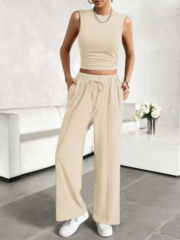 Transition Two-Piece Pants & Crop Top Set - Perfect from Day to Night