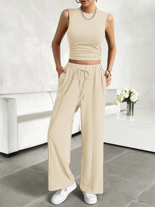 Transition Two-Piece Pants & Crop Top Set - Perfect from Day to Night