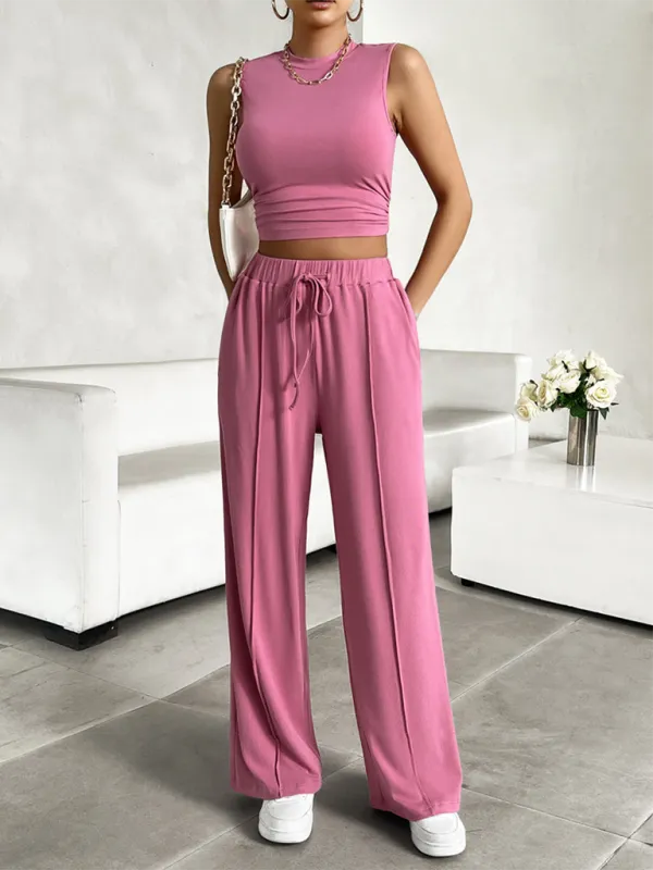 Transition Two-Piece Pants & Crop Top Set - Perfect from Day to Night