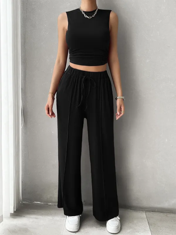 Transition Two-Piece Pants & Crop Top Set - Perfect from Day to Night
