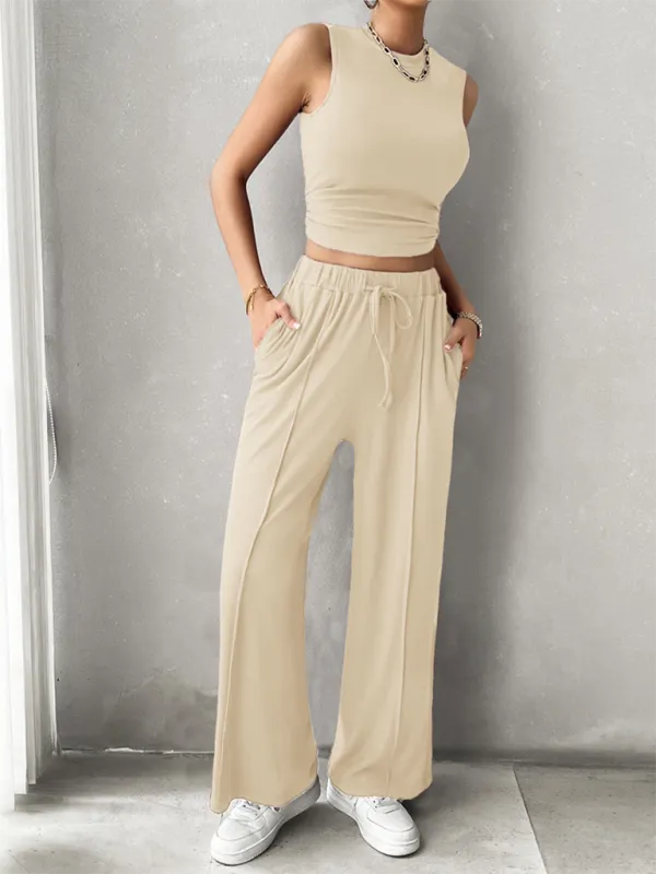 Transition Two-Piece Pants & Crop Top Set - Perfect from Day to Night