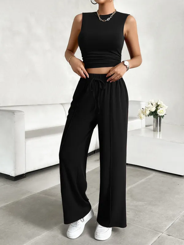 Transition Two-Piece Pants & Crop Top Set - Perfect from Day to Night