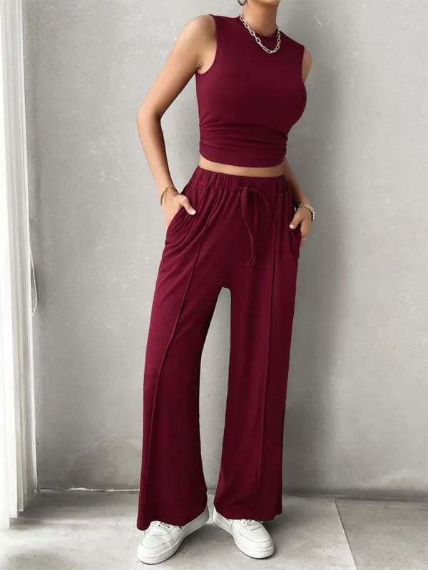 Transition Two-Piece Pants & Crop Top Set - Perfect from Day to Night