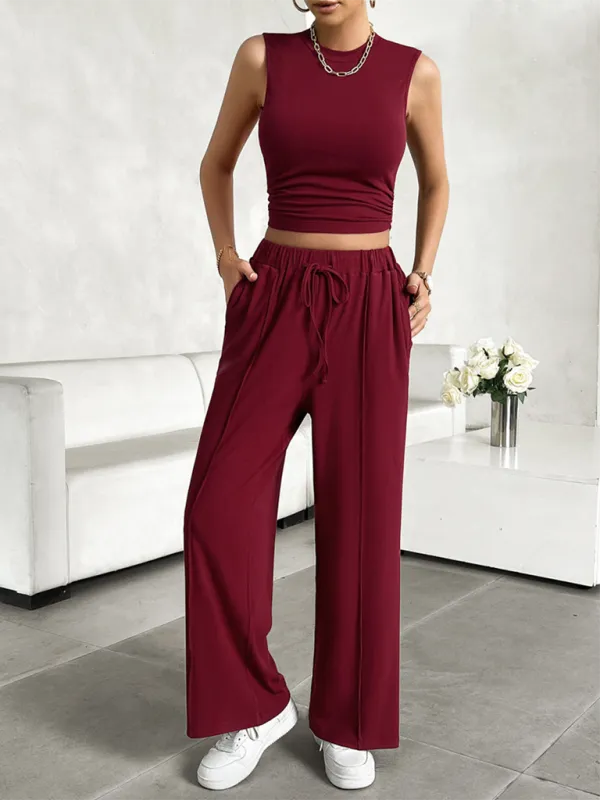 Transition Two-Piece Pants & Crop Top Set - Perfect from Day to Night