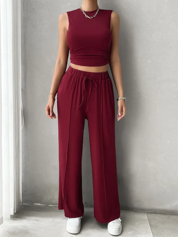 Transition Two-Piece Pants & Crop Top Set - Perfect from Day to Night