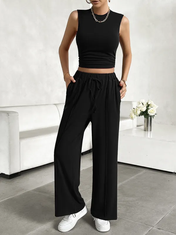 Transition Two-Piece Pants & Crop Top Set - Perfect from Day to Night