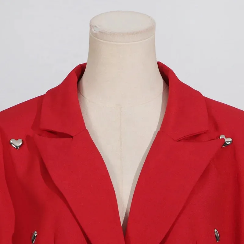 Trend4us Heart-Embellished Oversized Blazer Jacket