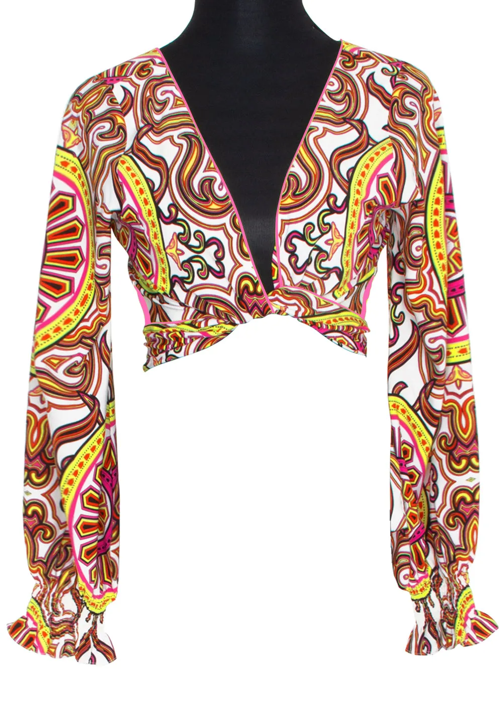 Tribal - Sun Crop Top (Neon Pink)