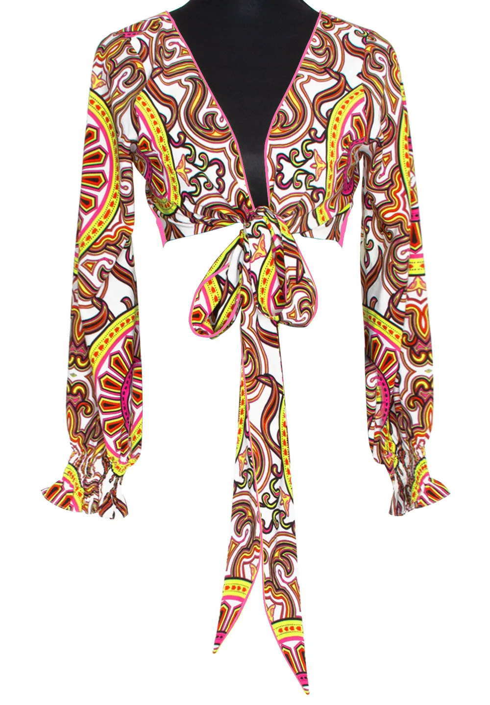 Tribal - Sun Crop Top (Neon Pink)