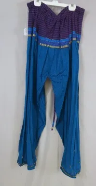 Turquoise and Purple Harem pants with gold detail