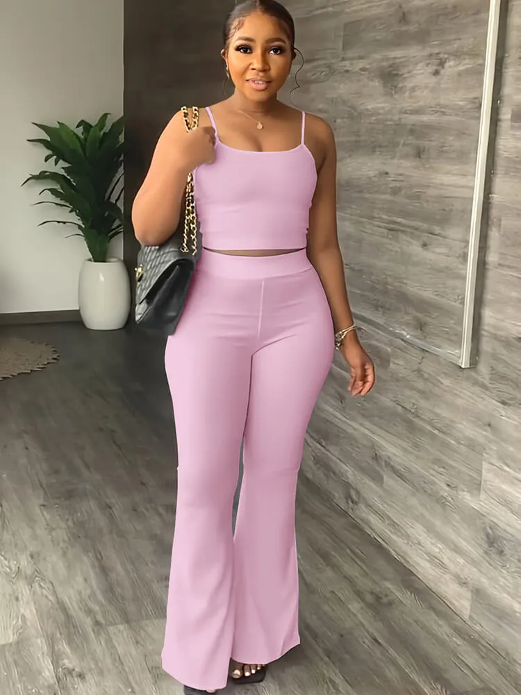 Two Piece Spaghetti Strap Tank Top & FlAre Pants