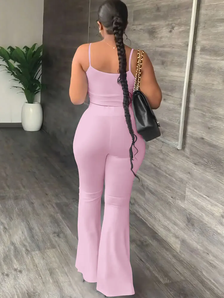 Two Piece Spaghetti Strap Tank Top & FlAre Pants
