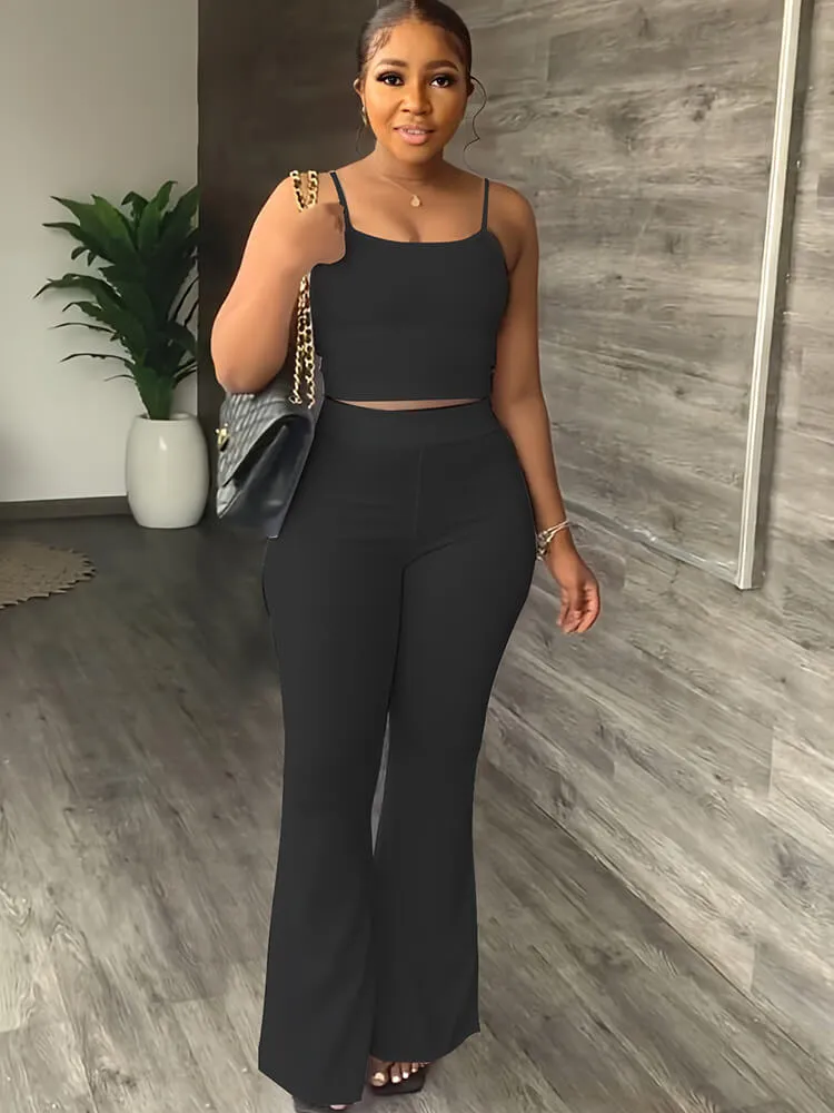Two Piece Spaghetti Strap Tank Top & FlAre Pants