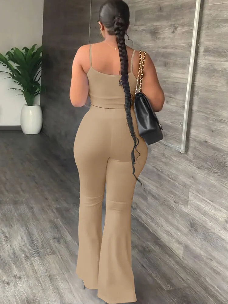 Two Piece Spaghetti Strap Tank Top & FlAre Pants