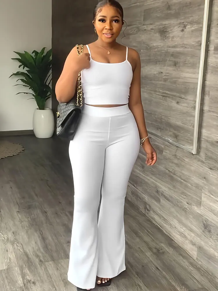Two Piece Spaghetti Strap Tank Top & FlAre Pants