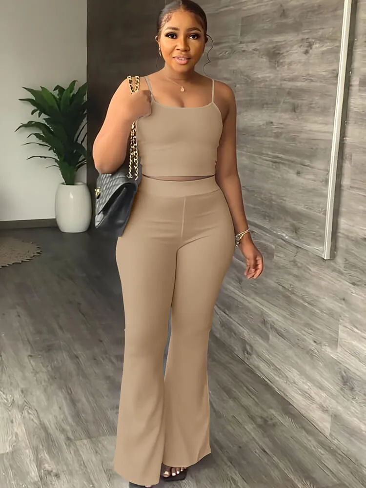 Two Piece Spaghetti Strap Tank Top & FlAre Pants