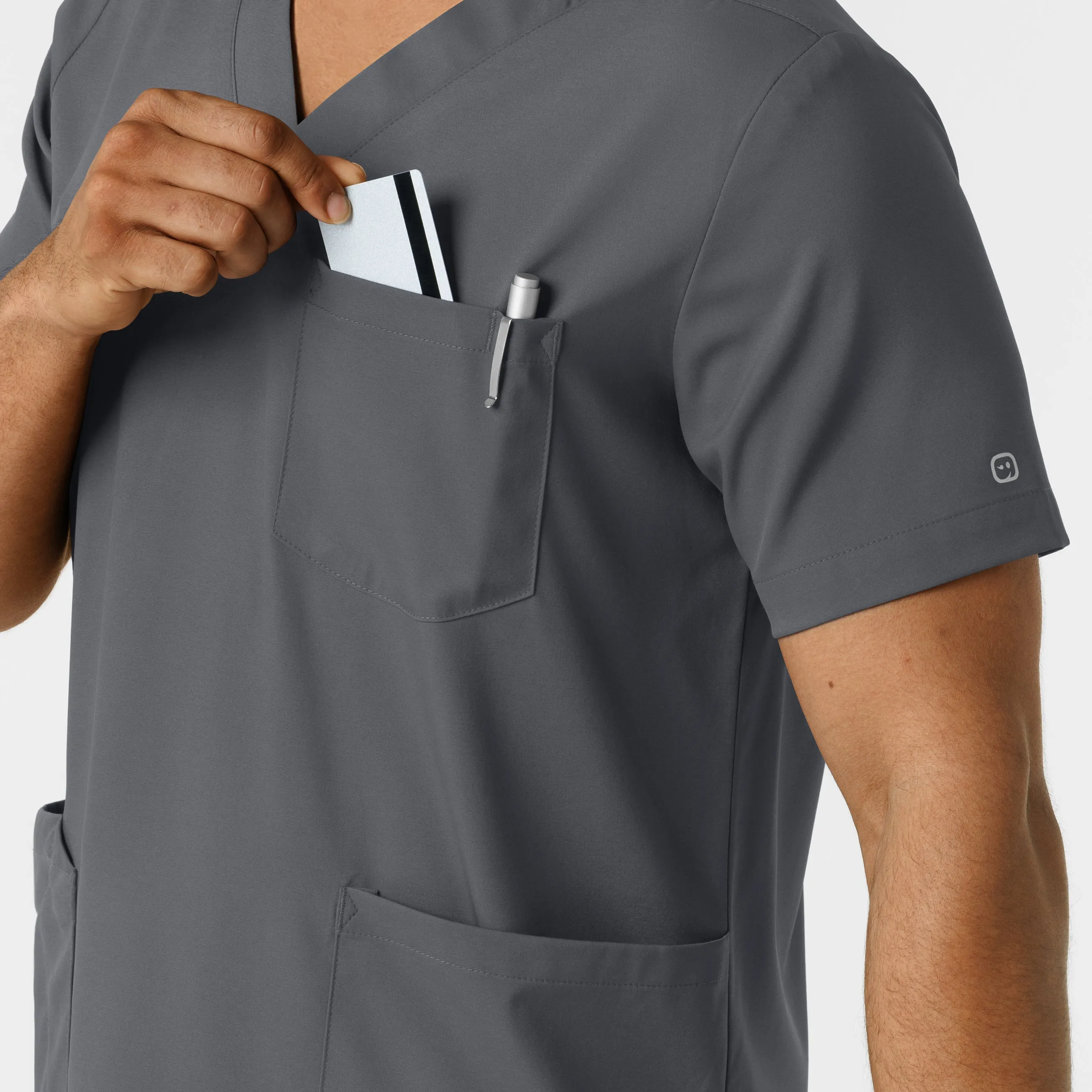 UMSL Boundless Men's Multi Pocket V-Neck Scrub Top with Logo