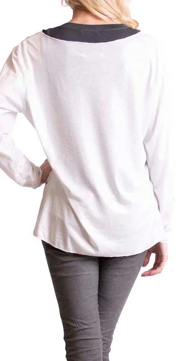 Val V-Neck Shiny Blouse