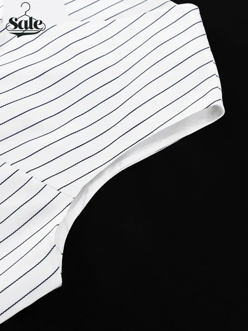Vertical Stripes Women's Pants 2-Piece Set with V-Neck Vest