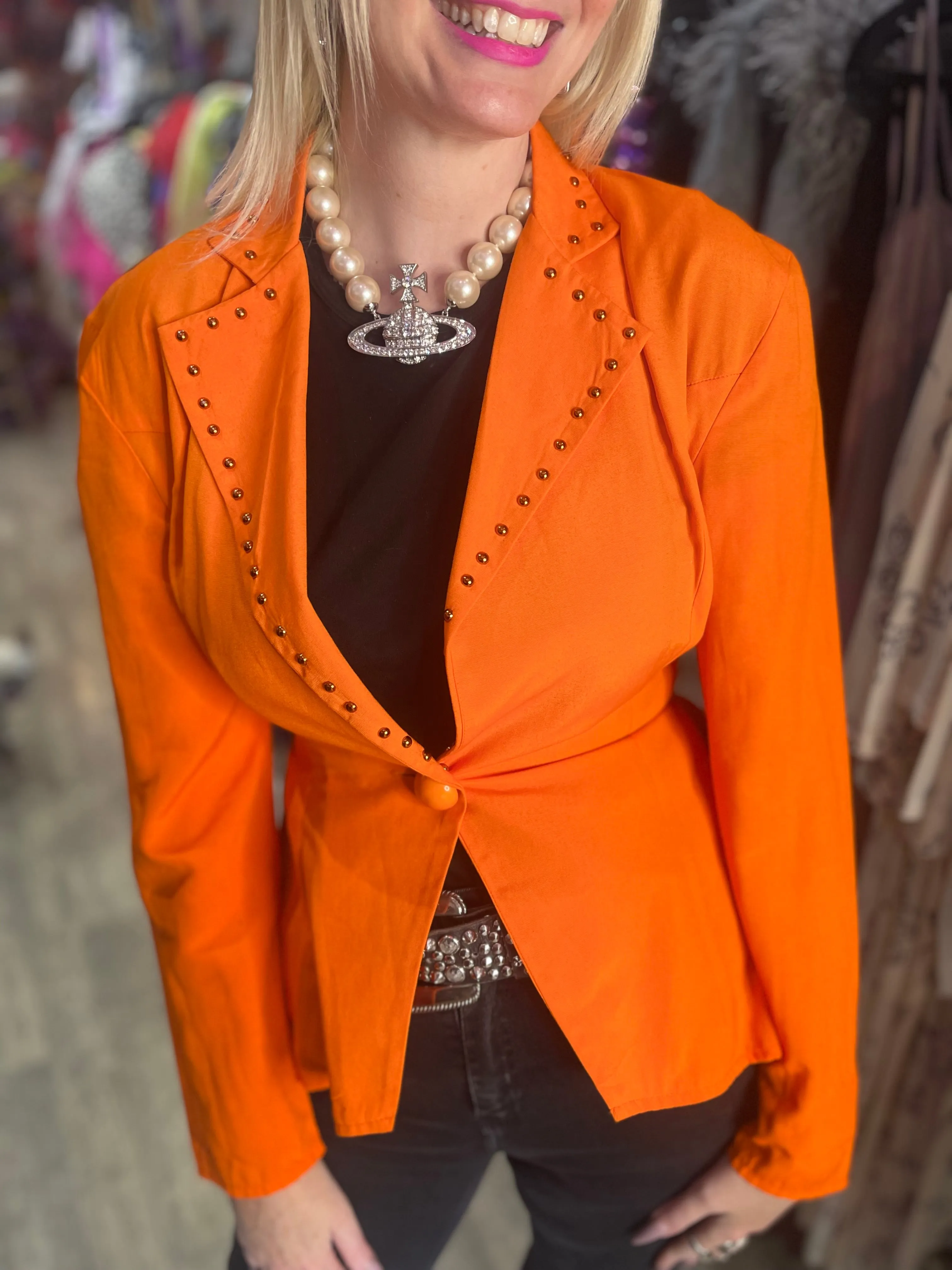 Vintage 90s Neon Orange Blazer