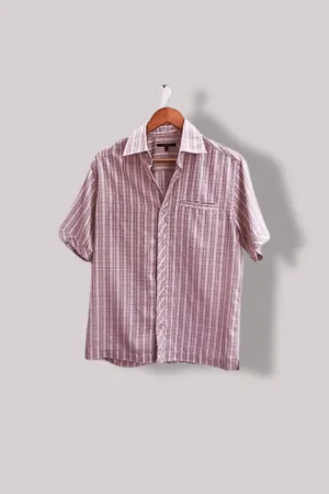 Vintage brown plaid pattern Dunnes small short sleeve shirt
